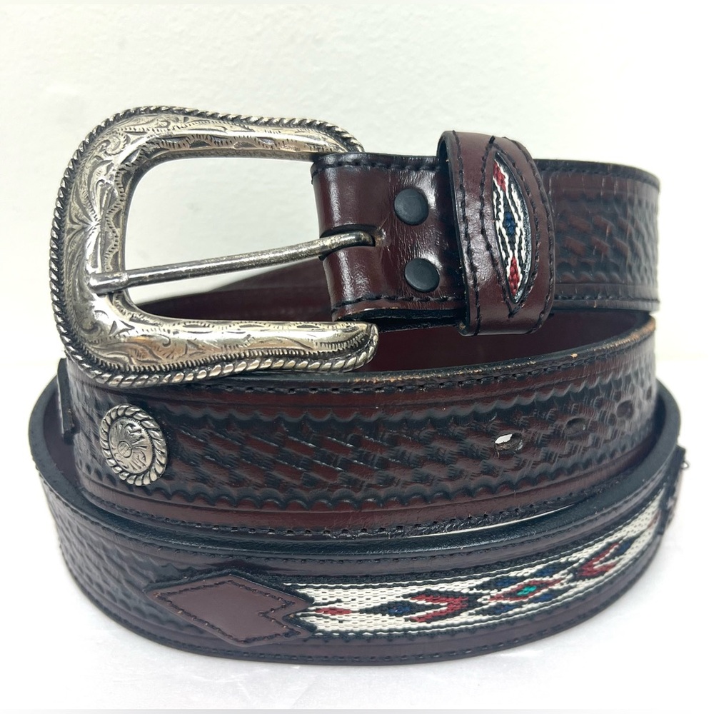 Vintage Southwestern Aztec Western Concho Belt - Picture 2 of 13
